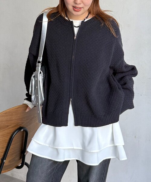 CPCM（シーピーシーエム）の「ポコポコニットクルージップカーディガン（カーディガン/ボレロ・レディース・グリーン系/ピンク/ネイビー/アイボリー・FREE）」の22枚目の写真