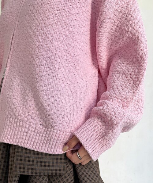 CPCM（シーピーシーエム）の「ポコポコニットクルージップカーディガン（カーディガン/ボレロ・レディース・グリーン系/ピンク/ネイビー/アイボリー・FREE）」の5枚目の写真