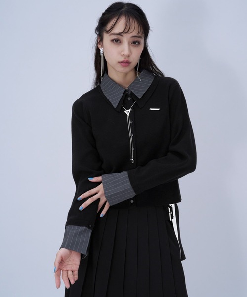 HARE(ハレ)の「シャツドッキングニットカーディガン(HARE)(カーディガン/ボレロ・レディース・ライトグレー/ブラック/グレー・FREE)」の1枚目の写真