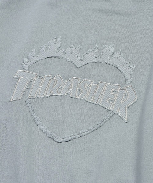 THRASHER(スラッシャー)の「THRASHER (スラッシャー) ダメージ デニムロゴ ダブルジップ パーカー メンズ レディース ピグメント加工 綿 スウェット(パーカー・メンズ・ピンク/ダークグレー/グレー・M/LL/L)」の8枚目の写真