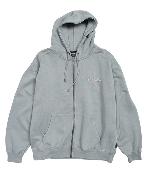 THRASHER(スラッシャー)の「THRASHER (スラッシャー) ダメージ デニムロゴ ダブルジップ パーカー メンズ レディース ピグメント加工 綿 スウェット(パーカー・メンズ・ピンク/ダークグレー/グレー・M/LL/L)」の10枚目の写真