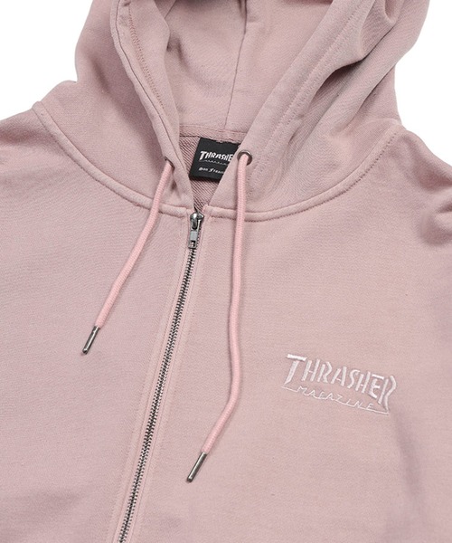 THRASHER(スラッシャー)の「THRASHER (スラッシャー) ダメージ デニムロゴ ダブルジップ パーカー メンズ レディース ピグメント加工 綿 スウェット(パーカー・メンズ・ピンク/ダークグレー/グレー・M/LL/L)」の14枚目の写真
