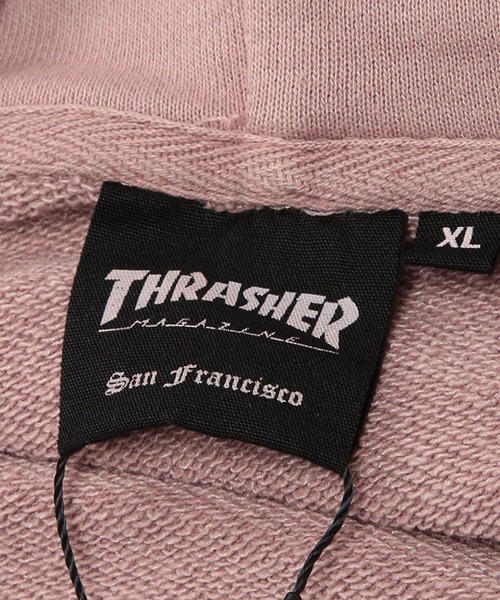 THRASHER(スラッシャー)の「THRASHER (スラッシャー) ダメージ デニムロゴ ダブルジップ パーカー メンズ レディース ピグメント加工 綿 スウェット(パーカー・メンズ・ピンク/ダークグレー/グレー・M/LL/L)」の17枚目の写真