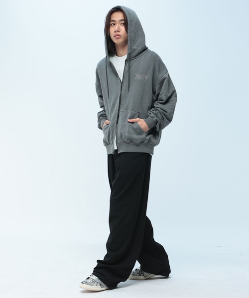THRASHER(スラッシャー)の「THRASHER (スラッシャー) ダメージ デニムロゴ ダブルジップ パーカー メンズ レディース ピグメント加工 綿 スウェット(パーカー・メンズ・ピンク/ダークグレー/グレー・M/LL/L)」の5枚目の写真
