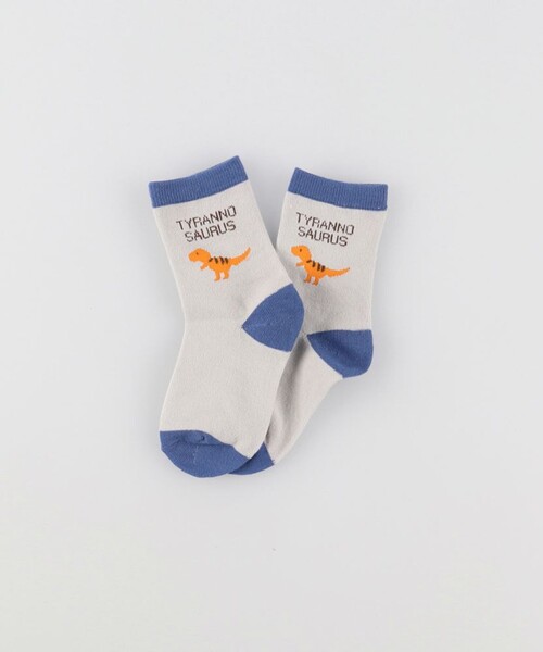 BRANSHES(ブランシェス)の「恐竜ソックス(ソックス/靴下・キッズ・サックスブルー/グレー・13-15㎝/19-21㎝/16-18㎝)」の1枚目の写真