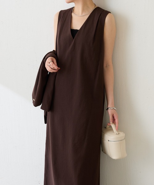 COLLAGE GALLARDAGALANTE（コラージュガリャルダガランテ）の「シェルタリングIラインワンピース/セットアップ可（ワンピース・レディース・ブラウン/ホワイト・FREE）」の2枚目の写真