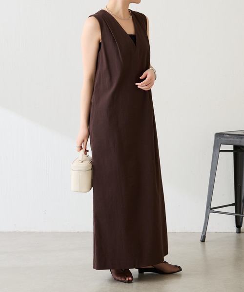 COLLAGE GALLARDAGALANTE（コラージュガリャルダガランテ）の「シェルタリングIラインワンピース/セットアップ可（ワンピース・レディース・ブラウン/ホワイト・FREE）」の21枚目の写真