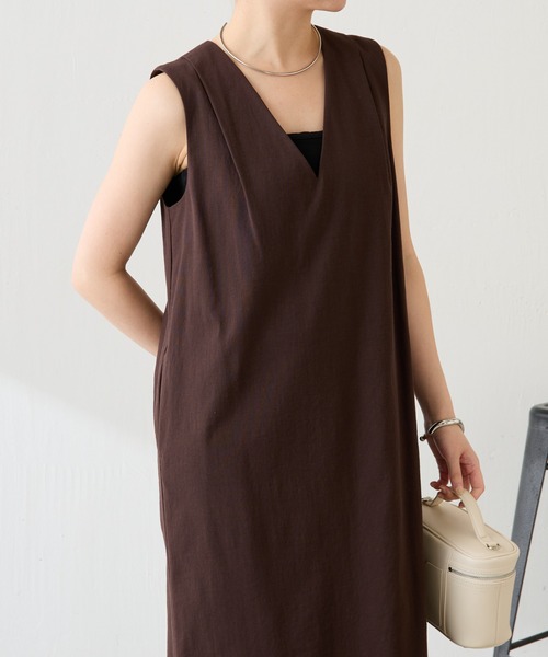 COLLAGE GALLARDAGALANTE（コラージュガリャルダガランテ）の「シェルタリングIラインワンピース/セットアップ可（ワンピース・レディース・ブラウン/ホワイト・FREE）」の19枚目の写真