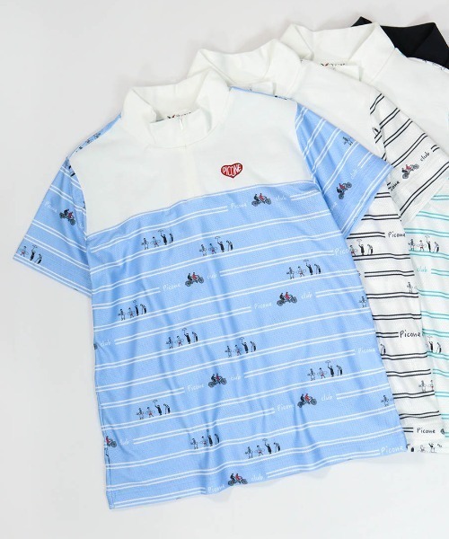 Picone CLUB(ピッコーネクラブ)の「ピコボーダーUVジッププルオーバー(Tシャツ/カットソー・レディース・ブルー/ホワイト×ブラック/ブラック/ホワイト×グリーン・13号/11号/9号)」の4枚目の写真