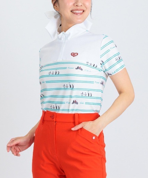 Picone CLUB(ピッコーネクラブ)の「ピコボーダーUVジッププルオーバー(Tシャツ/カットソー・レディース・ブルー/ホワイト×ブラック/ブラック/ホワイト×グリーン・13号/11号/9号)」の17枚目の写真