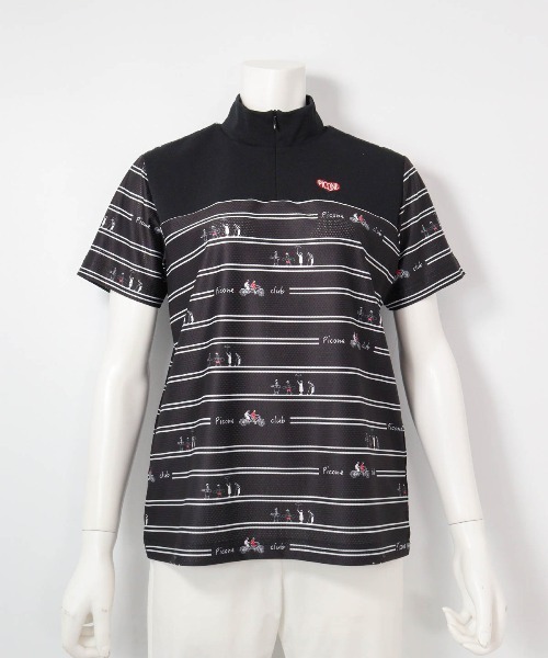 Picone CLUB(ピッコーネクラブ)の「ピコボーダーUVジッププルオーバー(Tシャツ/カットソー・レディース・ブルー/ホワイト×ブラック/ブラック/ホワイト×グリーン・13号/11号/9号)」の5枚目の写真