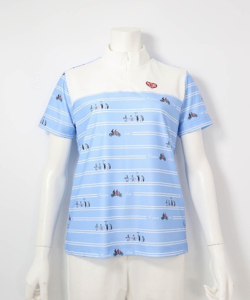 Picone CLUB(ピッコーネクラブ)の「ピコボーダーUVジッププルオーバー(Tシャツ/カットソー・レディース・ブルー/ホワイト×ブラック/ブラック/ホワイト×グリーン・13号/11号/9号)」の7枚目の写真