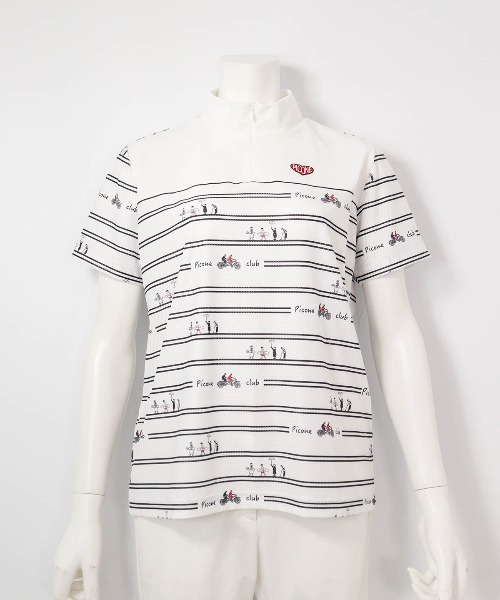 Picone CLUB(ピッコーネクラブ)の「ピコボーダーUVジッププルオーバー(Tシャツ/カットソー・レディース・ブルー/ホワイト×ブラック/ブラック/ホワイト×グリーン・13号/11号/9号)」の9枚目の写真