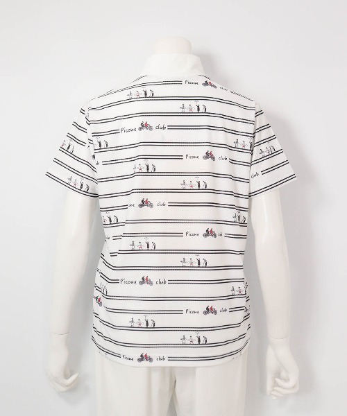 Picone CLUB(ピッコーネクラブ)の「ピコボーダーUVジッププルオーバー(Tシャツ/カットソー・レディース・ブルー/ホワイト×ブラック/ブラック/ホワイト×グリーン・13号/11号/9号)」の10枚目の写真