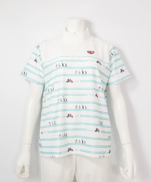 Picone CLUB(ピッコーネクラブ)の「ピコボーダーUVジッププルオーバー(Tシャツ/カットソー・レディース・ブルー/ホワイト×ブラック/ブラック/ホワイト×グリーン・13号/11号/9号)」の11枚目の写真