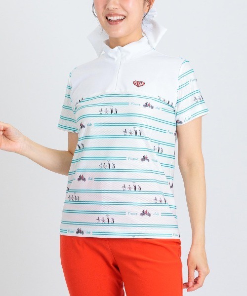 Picone CLUB(ピッコーネクラブ)の「ピコボーダーUVジッププルオーバー(Tシャツ/カットソー・レディース・ブルー/ホワイト×ブラック/ブラック/ホワイト×グリーン・13号/11号/9号)」の13枚目の写真