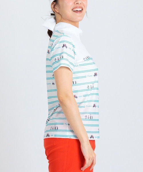 Picone CLUB(ピッコーネクラブ)の「ピコボーダーUVジッププルオーバー(Tシャツ/カットソー・レディース・ブルー/ホワイト×ブラック/ブラック/ホワイト×グリーン・13号/11号/9号)」の16枚目の写真