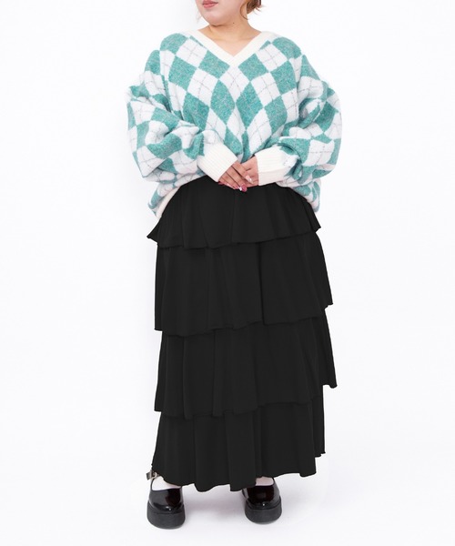 PUNYUS(プニュズ)の「ティアードロングスカート(スカート・レディース・ブラック/グレー/レッド・1/2/3/4/5)」の19枚目の写真