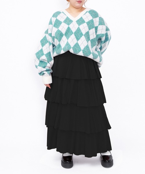 PUNYUS(プニュズ)の「ティアードロングスカート(スカート・レディース・ブラック/グレー/レッド・1/2/3/4/5)」の17枚目の写真