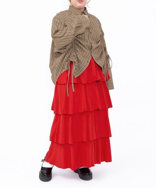 PUNYUS(プニュズ)の「ティアードロングスカート(スカート・レディース・ブラック/グレー/レッド・1/2/3/4/5)」の10枚目の写真