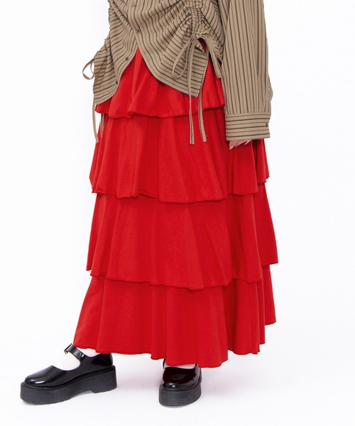 PUNYUS(プニュズ)の「ティアードロングスカート(スカート・レディース・ブラック/グレー/レッド・1/2/3/4/5)」の8枚目の写真