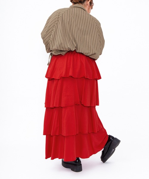 PUNYUS(プニュズ)の「ティアードロングスカート(スカート・レディース・ブラック/グレー/レッド・1/2/3/4/5)」の7枚目の写真