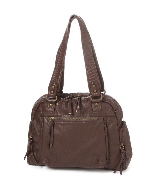 niko and...（ニコアンド）の「【A4サイズ収納可能】洗いスタッズボストンバッグ（ボストンバッグ・レディース・ダークブラウン/ブラック・0）」の2枚目の写真