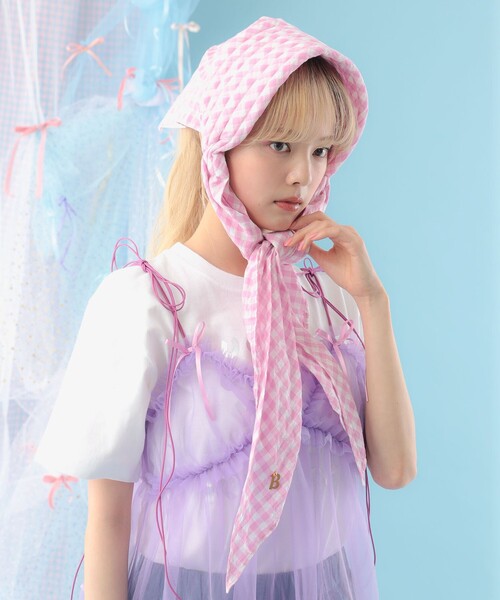 CAROLINA GLASER（カロリナ グレイサー）の「Barairo no Boushi / バブーシュカ（キャップ・レディース・ピンク/ブラック・ONE SIZE）」の2枚目の写真