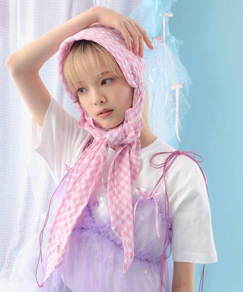 CAROLINA GLASER（カロリナ グレイサー）の「Barairo no Boushi / バブーシュカ（キャップ・レディース・ピンク/ブラック・ONE SIZE）」の11枚目の写真