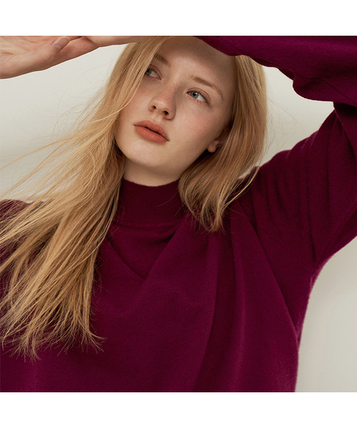 VASCARA(バスカラ)の「Oversized Fit V-Neck Long Sleeve Knitwear (5colors)(ニット/セーター・レディース・ブラック/ライトブラウン/グレー/ブラウン/パープル・FREE)」の5枚目の写真