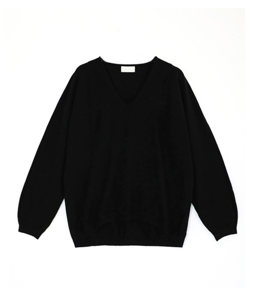 VASCARA(バスカラ)の「Oversized Fit V-Neck Long Sleeve Knitwear (5colors)(ニット/セーター・レディース・ブラック/ライトブラウン/グレー/ブラウン/パープル・FREE)」の7枚目の写真