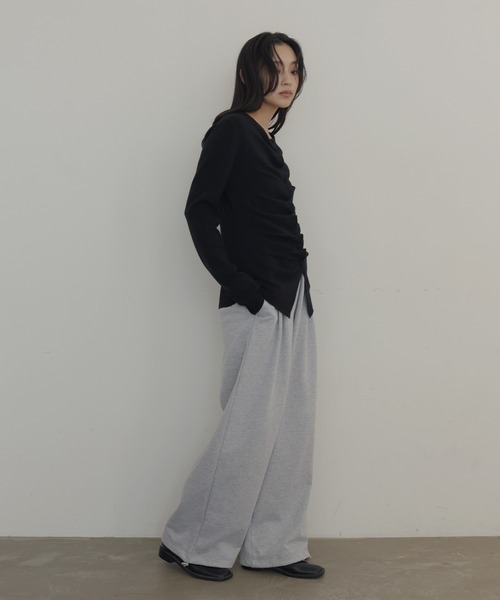 hellam(へラム)の「フロントギャザーニットカーディガン(ニット/セーター・レディース・杢グレー/ブラック/アイボリー/ピンク・FREE)」の9枚目の写真