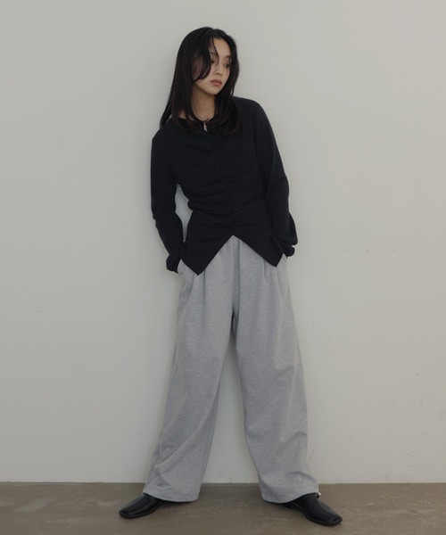 hellam(へラム)の「フロントギャザーニットカーディガン(ニット/セーター・レディース・杢グレー/ブラック/アイボリー/ピンク・FREE)」の11枚目の写真