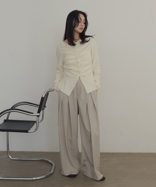 hellam(へラム)の「フロントギャザーニットカーディガン(ニット/セーター・レディース・杢グレー/ブラック/アイボリー/ピンク・FREE)」の13枚目の写真