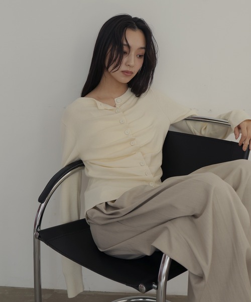 hellam(へラム)の「フロントギャザーニットカーディガン(ニット/セーター・レディース・杢グレー/ブラック/アイボリー/ピンク・FREE)」の16枚目の写真