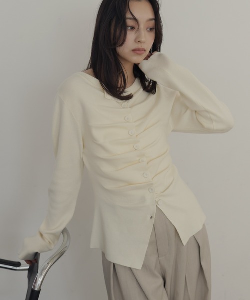 hellam(へラム)の「フロントギャザーニットカーディガン(ニット/セーター・レディース・杢グレー/ブラック/アイボリー/ピンク・FREE)」の17枚目の写真