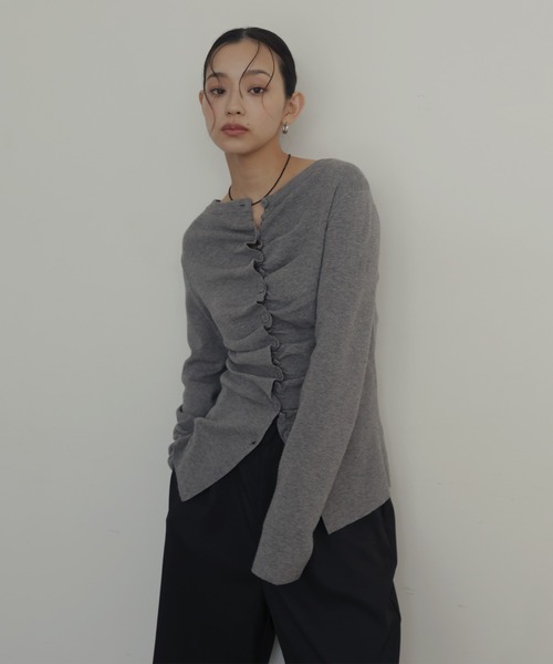 hellam(へラム)の「フロントギャザーニットカーディガン(ニット/セーター・レディース・杢グレー/ブラック/アイボリー/ピンク・FREE)」の20枚目の写真