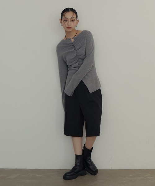 hellam(へラム)の「フロントギャザーニットカーディガン(ニット/セーター・レディース・杢グレー/ブラック/アイボリー/ピンク・FREE)」の22枚目の写真