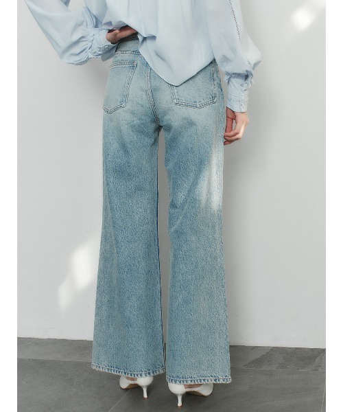 anuans(アニュアンス)の「ダメージワイドデニム(デニムパンツ・レディース・ベージュ/ホワイト/ライトブルー・0/2/1)」の11枚目の写真