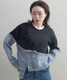 デニム×スウェット デザインプルオーバー