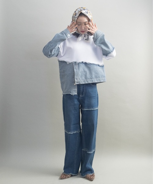 lodie(ロディ)の「デニム×スウェット デザインプルオーバー(その他トップス・レディース・グレー/ブラック/オフホワイト・FREE)」の19枚目の写真