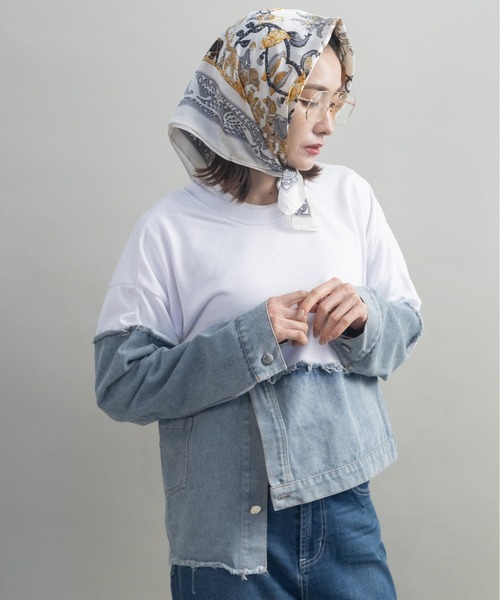 lodie(ロディ)の「デニム×スウェット デザインプルオーバー(その他トップス・レディース・グレー/ブラック/オフホワイト・FREE)」の15枚目の写真