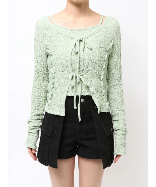 EMODA（エモダ）の「カットツインセット（Tシャツ/カットソー・レディース・ホワイト/グレー/ブラック/ミント/ネイビー・FREE）」の4枚目の写真