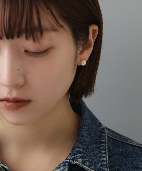 Lilas（リラ）の「アコヤパール8mmピアス K10（両耳）（ピアス（両耳用）・レディース・ホワイト・FREE）」の2枚目の写真