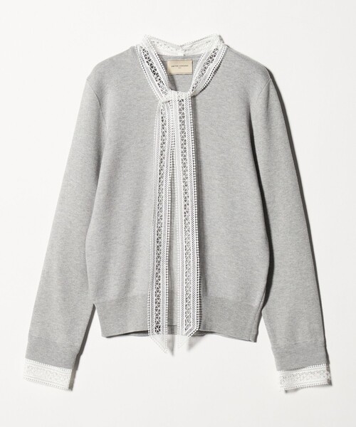 UNITED ARROWS（ユナイテッドアローズ）の「4WAY ボウタイレース ニット（ニット/セーター・レディース・ブラック/オフホワイト/ライトグレー・FREE）」の3枚目の写真