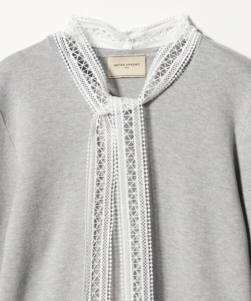 UNITED ARROWS（ユナイテッドアローズ）の「4WAY ボウタイレース ニット（ニット/セーター・レディース・ブラック/オフホワイト/ライトグレー・FREE）」の5枚目の写真