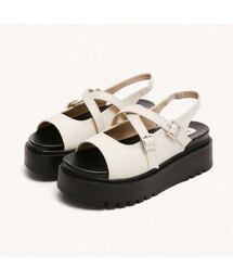 Olga 2カラー バックルヒドゥンバンディング オープントゥサンダル 6cm