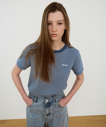 ウィメンズストライプTシャツブルー