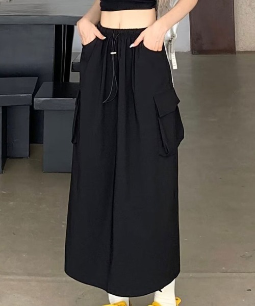 SallyLunn(サリーラン)の「ナイロンカーゴ ロングスカート(スカート・レディース・ブラック/グレー・LARGE/MEDIUM)」の10枚目の写真