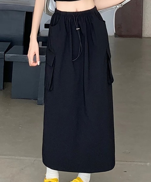 SallyLunn(サリーラン)の「ナイロンカーゴ ロングスカート(スカート・レディース・ブラック/グレー・LARGE/MEDIUM)」の14枚目の写真